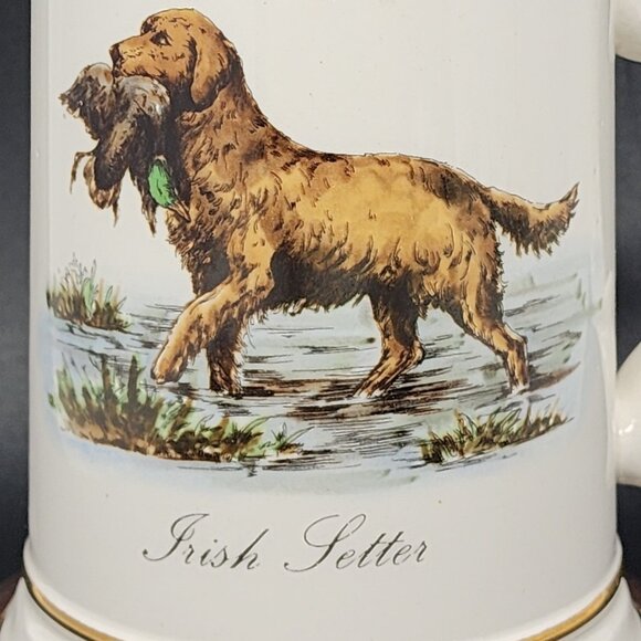 Swank Tankard Stein Mug on Wooden Stand Dog Irish Setter VTG MCM - Picture 3 of 9